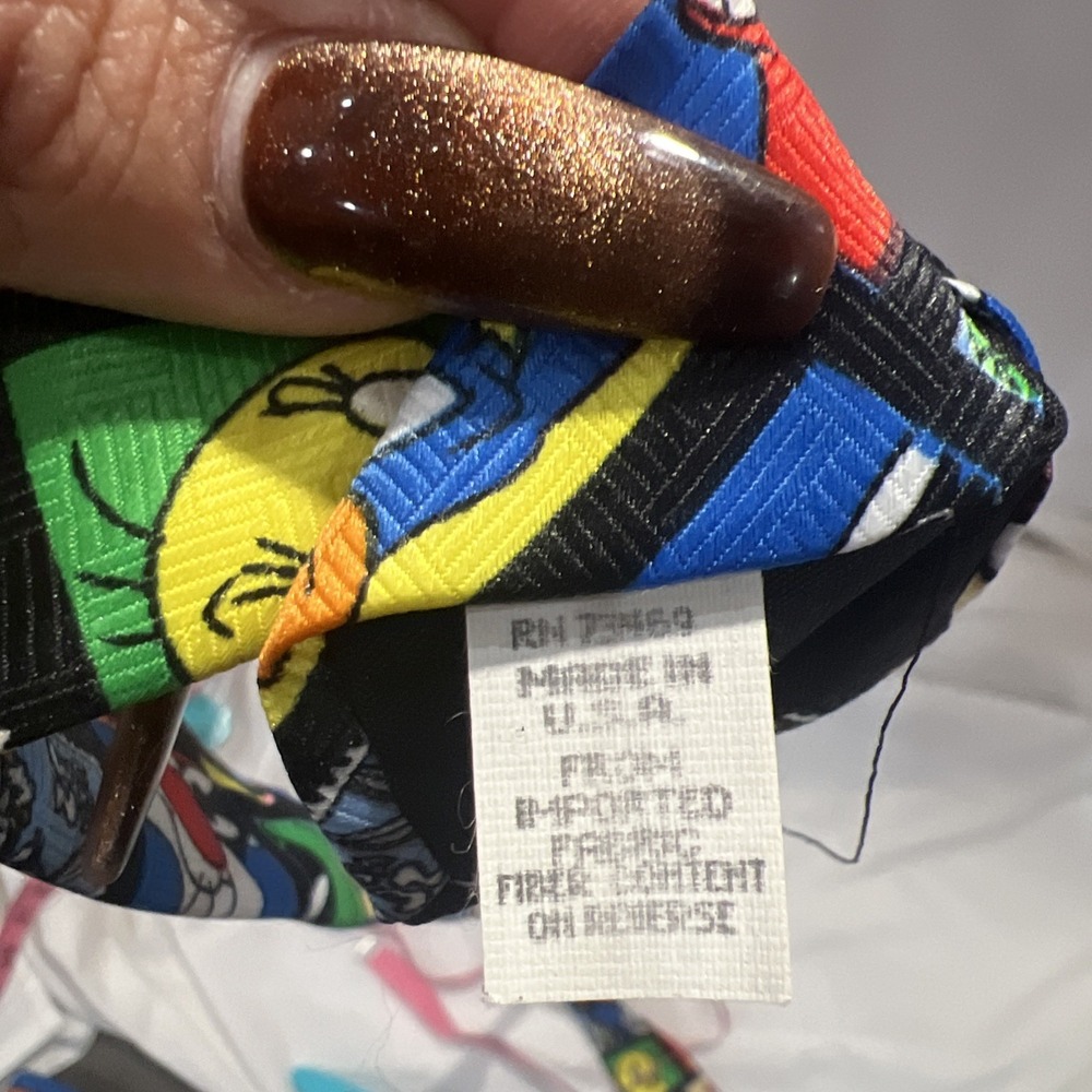Vintage 1997 Looney Tunes Stamp Collection Men's 90s Cartoon Silk Tie unique 21 - Picture 6 of 6